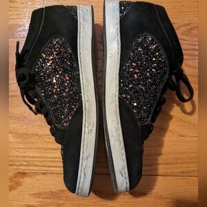 Jimmy Choo Miami mid top bronze mix/ black chai glitter sneakers 36